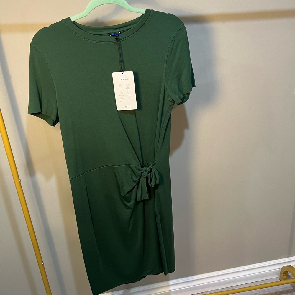 Kit & Ace brand- Brushed French Terry Green Tie Dress